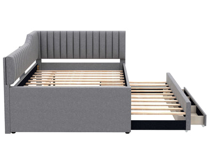Upholstered Daybed With Trundle And 3 Drawers