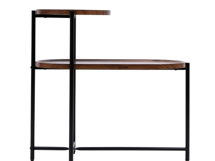Round Coffee Table With Storage Tray 2 Tier Oval End Tables Wooden Small Side Table For Living Room