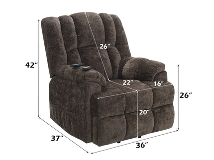 Power Motion Recliner With Lift Heating Massage Function - Brown