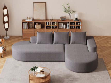 Modern Curved Sofa, L-Shaped Modular Sectional Set With 3 Pillows
