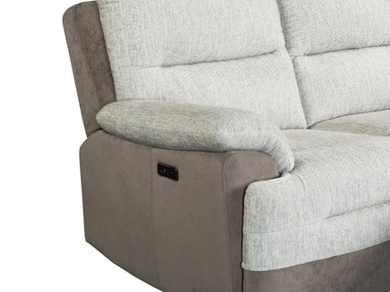 Kia - Sectional With Power And USB - Beige / Brown