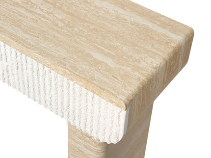 Entryway Table With 2 Hidden Handle Drawers For Entrance - Beige / Yellow
