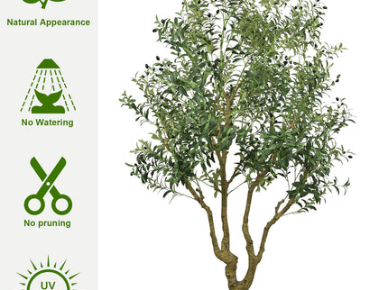 Artificial Olive Tree Large With Trunk, Indoor / Outdoor Decorative Plant For Living Room - Green