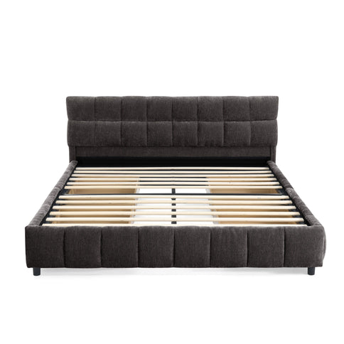Modern Platform Bed Frame With Thick Fabric