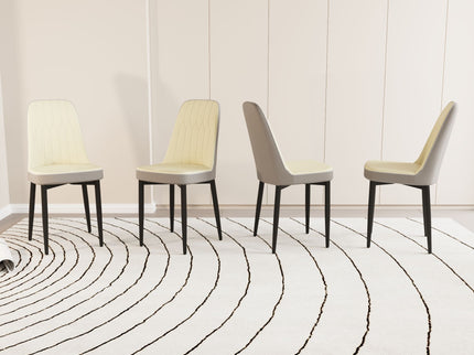 Modern Dining Chair With Cushions And Metal Legs