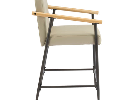 Mid Century Modern Counter Stool Set With Espresso Metal Frame - Khaki