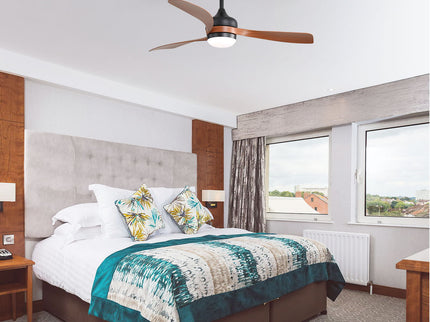 Ceiling Fan With 3 Blades, Remote Control, Reversible DC Motor, Noiseless Operation, 3 Downrods