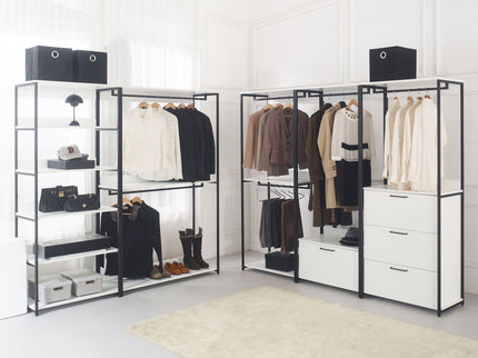 Fiona - Contemporary Wood And Metal Walk In Closet With Drawers