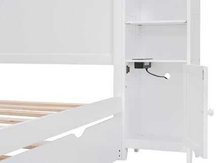 Bed With All In One Cabinet, Shelf And Sockets, Trundle