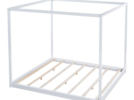 Wood Canopy Platform Bed With Support Legs And Airflow Slats