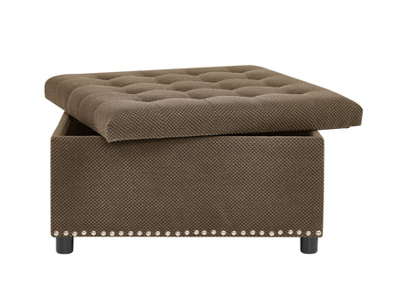 Square Tufted Storage Ottoman With Nailhead Trim