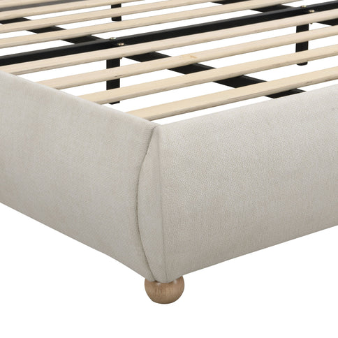 Upholstered Platform Bed Frame With Curved Headboard