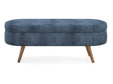 Modern Ottoman Oval Storage Bench With Rubber Wood Legs
