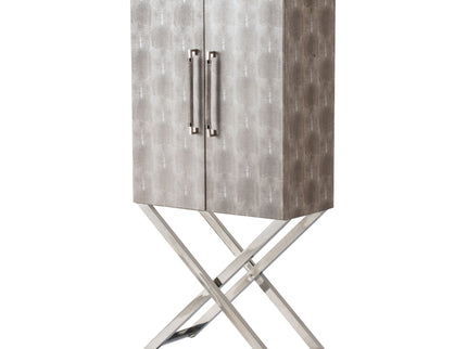 Cabinet - Silver - Faux Leather