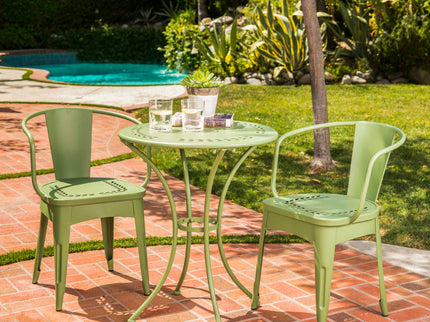 Ambrosia - 3 Piece Bistro Set With Leaf Motifs Top And Seat