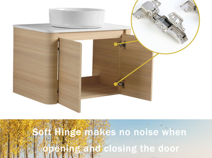 Mounted Bathroom Vanity With Art Sink & 2 Soft Close Doors