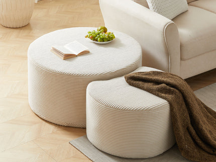 Modern Upholstered Round Coffee Table For Living Room (Set of 2)