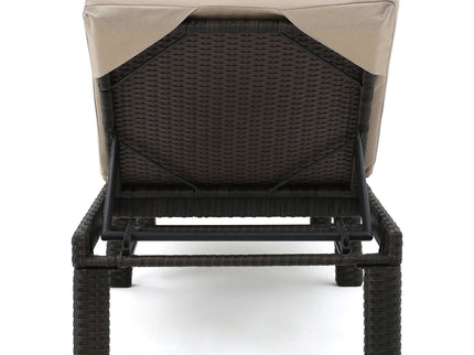 Puerta - Chaise Lounge Frame Cushion Outdoor Wicker Iron - Beige / Dark Brown
