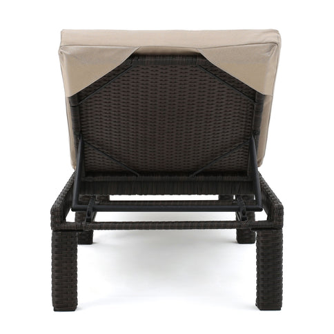 Puerta - Chaise Lounge Frame Cushion Outdoor Wicker Iron - Beige / Dark Brown