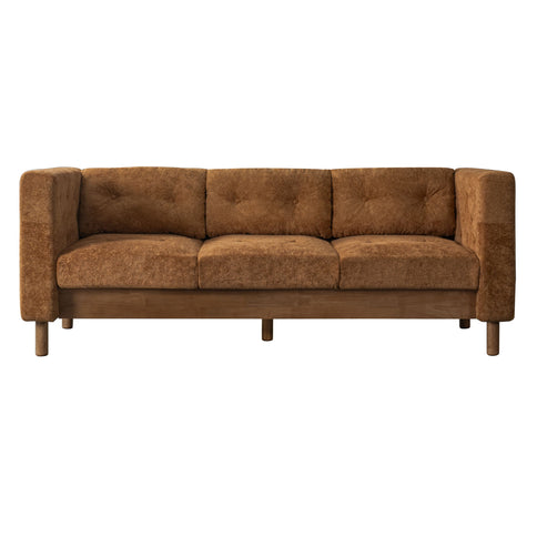 3 Seater Sofa With Square Arms, Tufted Pillow Back For Living Room
