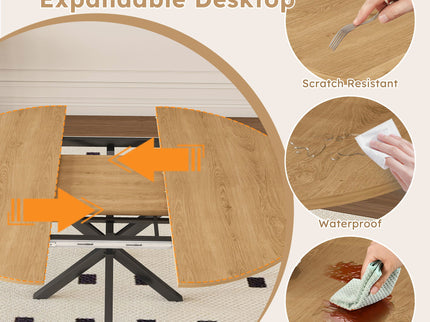 Modern Extendable Round Dining Table Set, Table With Chairs