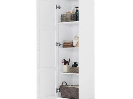 Storage Cabinet With 1 Door And Adjustable Shelf, Rectangle Shape - White