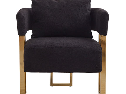 Modern Decorative Chair Teddy Fleece Upholstered And Metal Foot