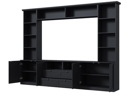 Farmhouse Elegant Entertainment Center Wall Unit With 4 Drawers