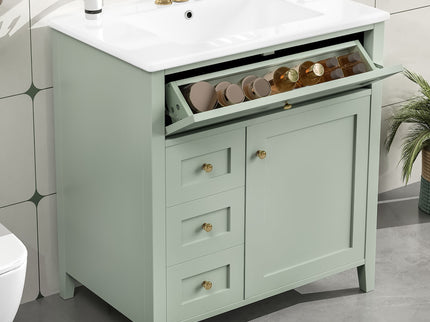 Bathroom Vanity With Sink, 3 Drawers And Adjustable Shelf, Freestanding Storage Unit