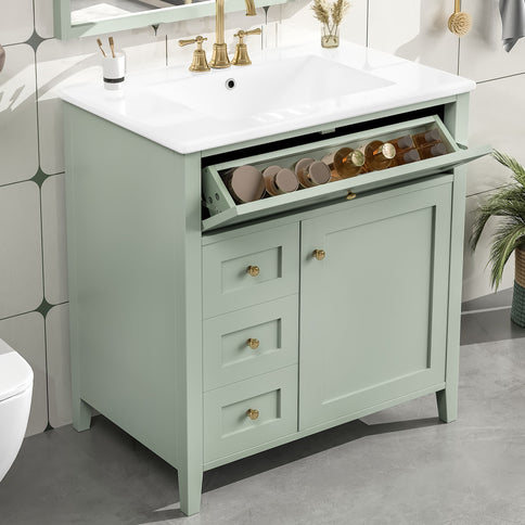 Bathroom Vanity With Sink, 3 Drawers And Adjustable Shelf, Freestanding Storage Unit