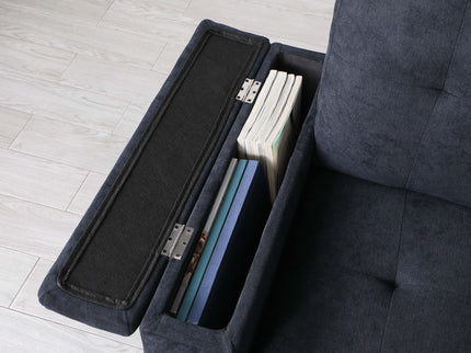 Ashlyn II - 84"W Woven Fabric Reversible Sleeper Sectional Sofa with Storage Chaise