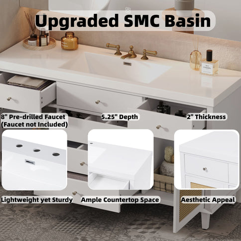 Modern Bathroom Vanity With Sink, Soft Close Drawers