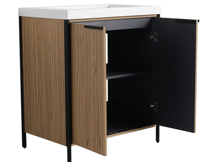 Modern Freestanding Bathroom Vanity With Resin Sink & Soft Close Cabinet Doors