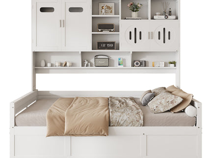 Daybed With All-In-One Cabinet And Shelf