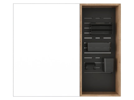 Wall Mounted Bathroom Mirror Cabinet & Adjustable Shelves - Imitative Oak