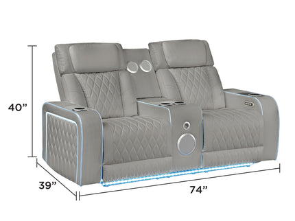 Electra - Power Reclining Loveseat With Power Headrests, Console, Speakers, Massage, LED Lighting And USB Control