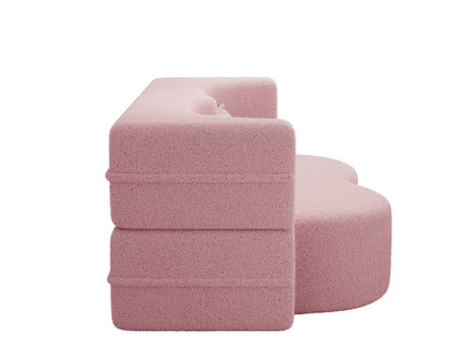 Modern Floor Sofa, With 2 Pillows, Convertible Teddy Fabric Foam Filled Bed