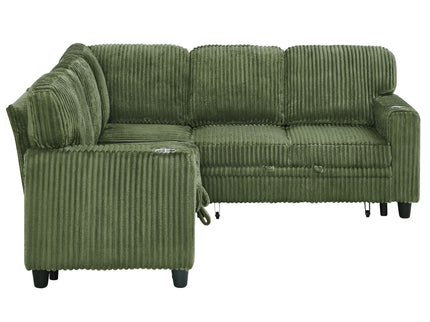 L-Shaped Sofa With Pull Out Sofa Bed With USB