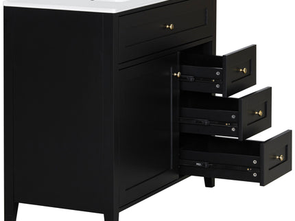 Bathroom Vanity With Sink, Cabinet With 3 Drawers And Adjustable Shelf