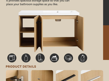 Wall Mounted Floating Bathroom Vanity With Sink, 3 Door Modular Cabinet