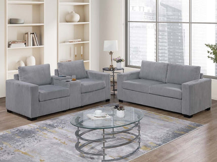 Elegant Simple Sofa Set With Console Cup Holder And Loveseat