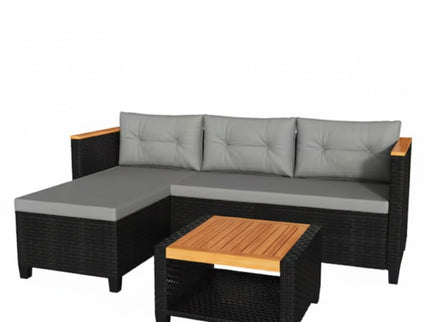 L-Shaped Patio Set With Cushions And Storage Table