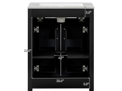 Bathroom Vanity Combo With Ceramic Sink, Luxurious Space-Saving Vanity, 2 Soft Close Doors
