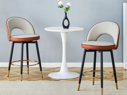Upholstered Rotatable Bar Chair With Metal Legs For Dining Room