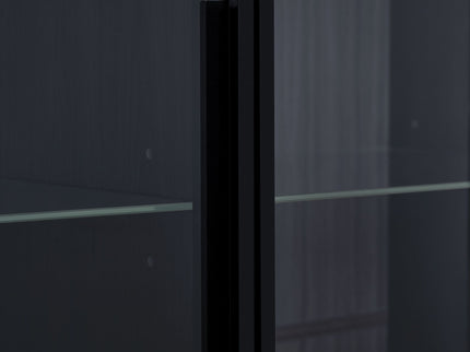 Modern Minimalist Style LED Curio Cabinet With Tempered Glass Door, Metal Legs