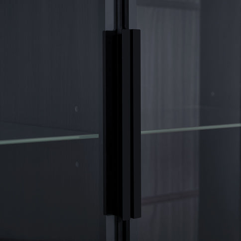 Modern Minimalist Style LED Curio Cabinet With Tempered Glass Door, Metal Legs
