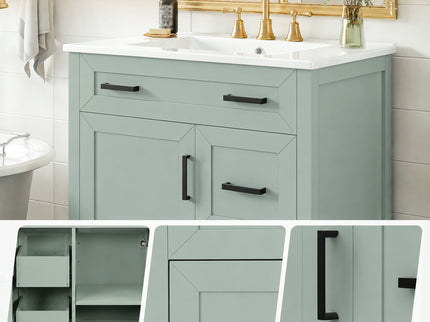 Bathroom Vanity With Sink, 2 Soft Close Drawers, 1 Soft Close Door, Adjustable Shelf