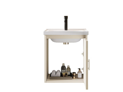 16" Floating Bathroom Vanity Combo, Wall Mounted Cabinet With Sink & Soft Close Doors For Small Bathrooms - Khaki