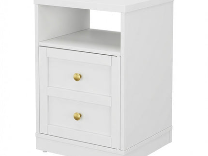 Nightstand With Door & Shelf, 2 Drawer Side Table