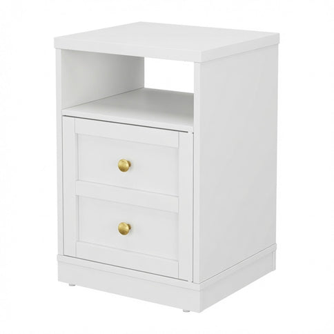 Nightstand With Door & Shelf, 2 Drawer Side Table